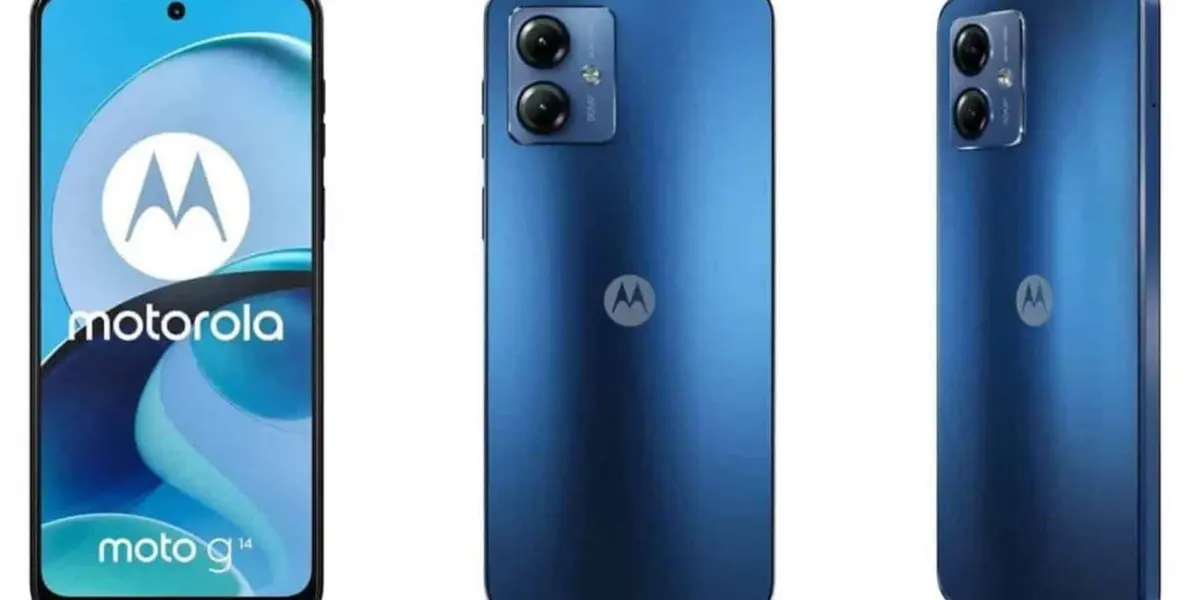 El celular Motorola Moto G14 incluye altavoces estéreo, y está en oferta por Hot Sale en Liverpool. Foto: Cortesía