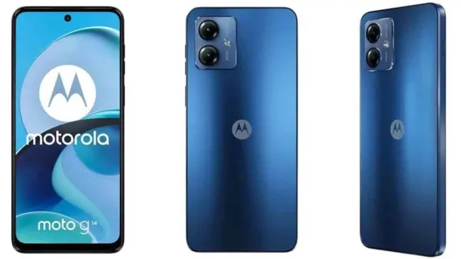 El celular Motorola Moto G14 incluye altavoces estéreo, y está en oferta por Hot Sale en Liverpool. Foto: Cortesía
