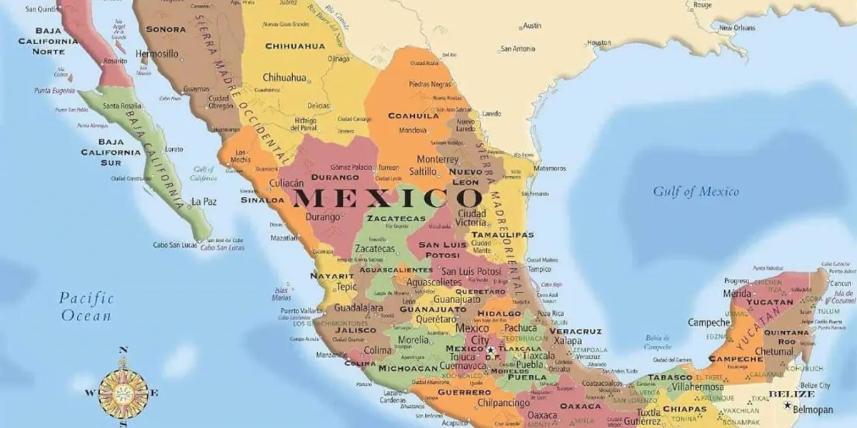 Mapa de la República Mexicana.