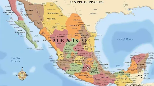 Mapa de la República Mexicana.