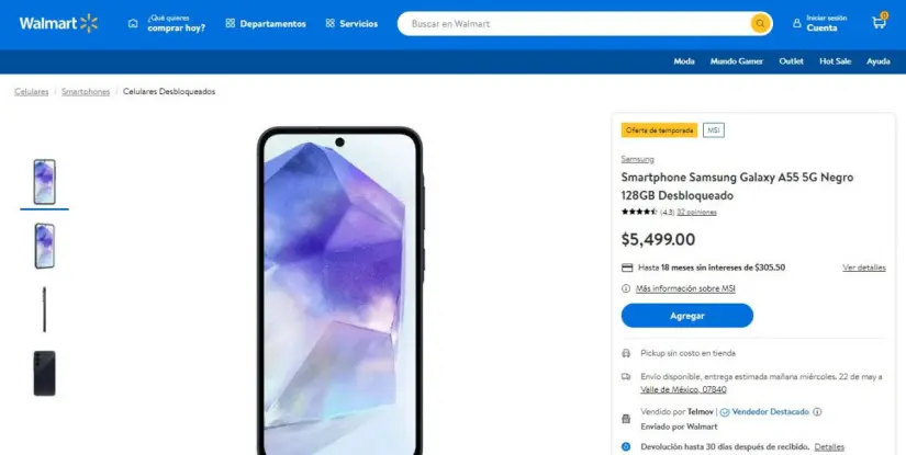 Hot Sale 2024: Walmart pone el Samsung Galaxy A55 a precio de remate