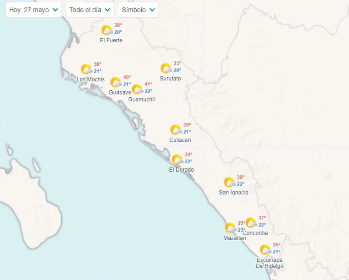 Pronóstico del clima en Sinaloa hoy 27 de mayo de 2024