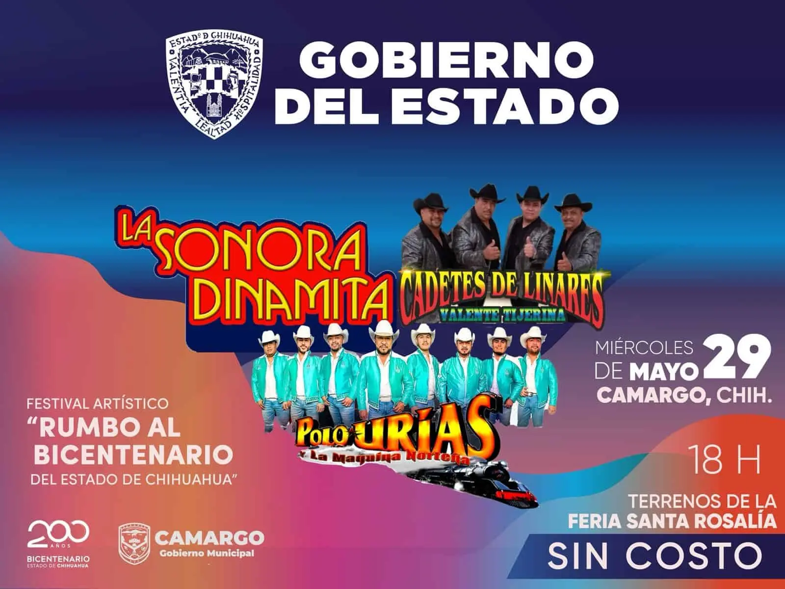 La invitación es para todo Camargo para que asiste al concierto de la Sonora Dinamita