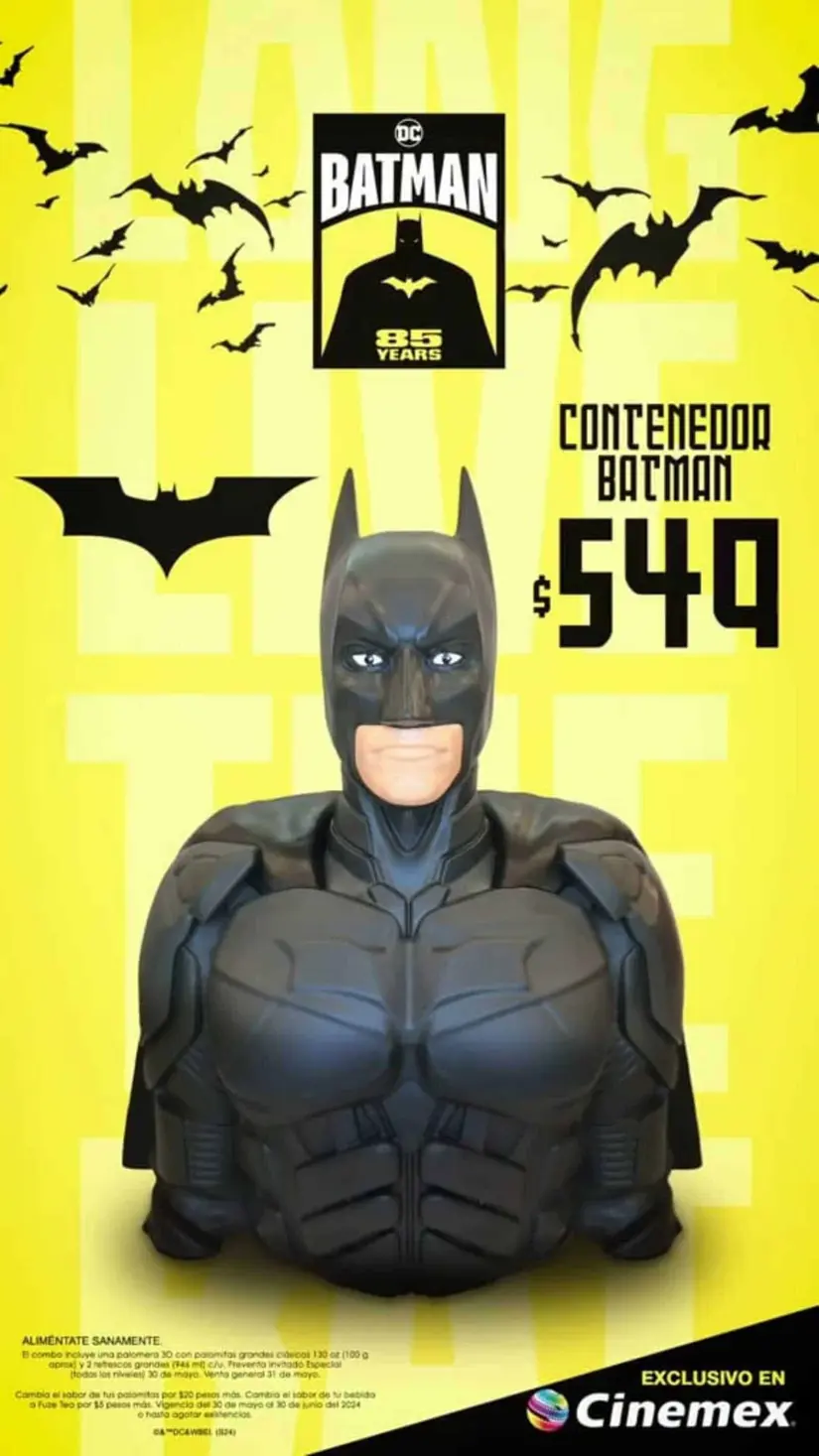 Precio de la palomera de Batman en Cinemex