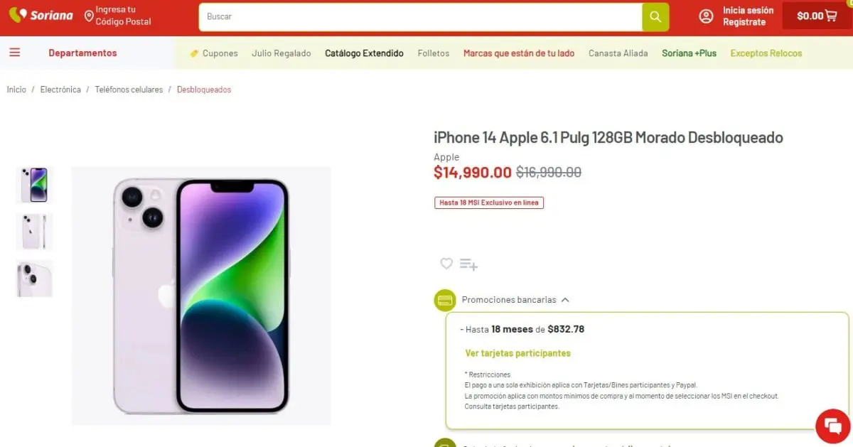 El iPhone 14 en Julio Regalado de Soriana tiene descuento irresistible