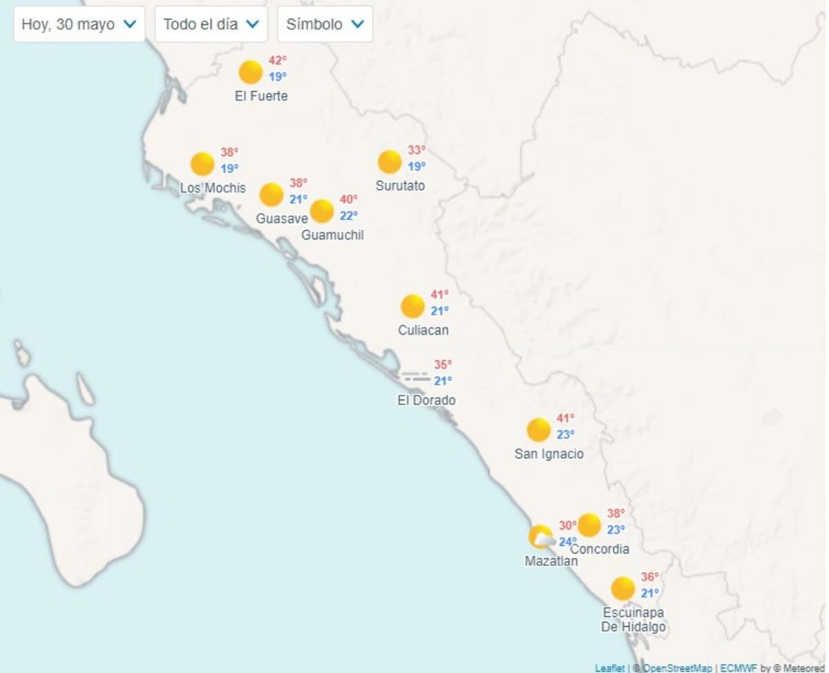 Pronóstico del clima en Sinaloa hoy 30 de mayo de 2024