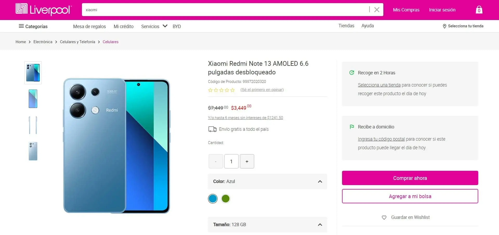 El smartphone Xiaomi Redmi Note 13 en rebaja en Liverpool