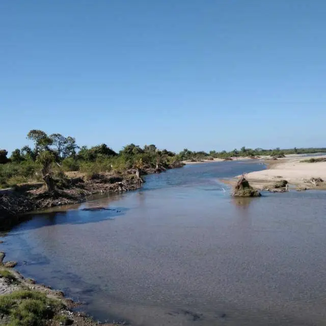 Desembocadura del Río Piaxtla, Sinaloa en el Mar de Cortés. Vigilantes comunitarios APFF Meseta de Cacaxtla