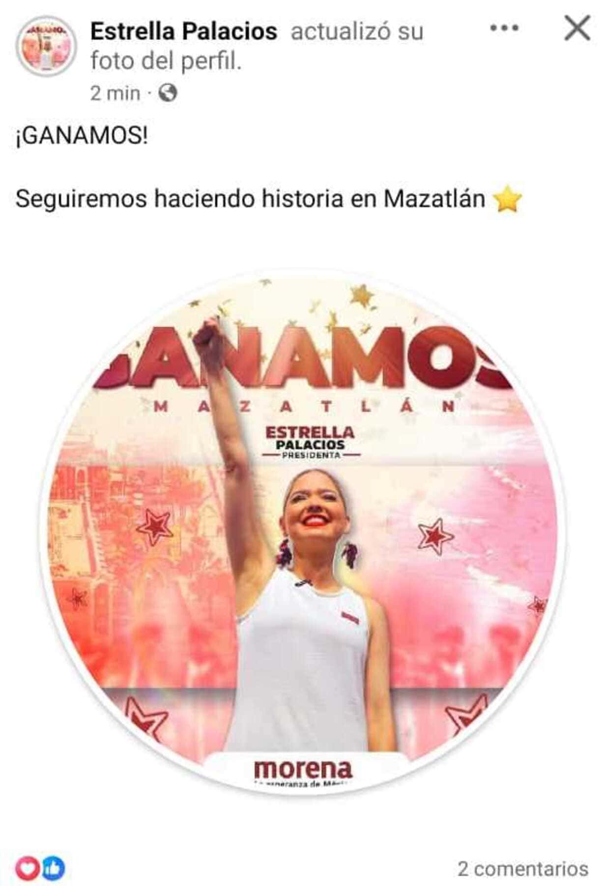 La publicación de Estrella Palacios, candidata a la alcaldía de Mazatlán
