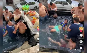 Tiktok; Grupo de amigos arma piscina en la caja de un camión y se hacen virales  (Video)
