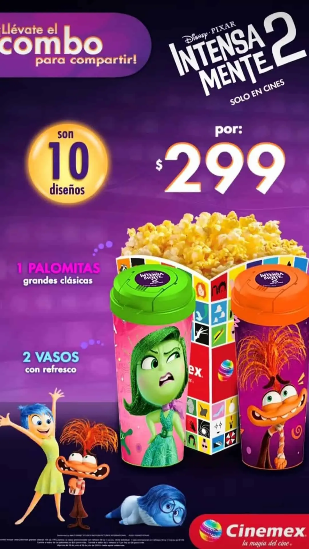 Combo en CInemex de Intensamente 2. Foto: Cortesía