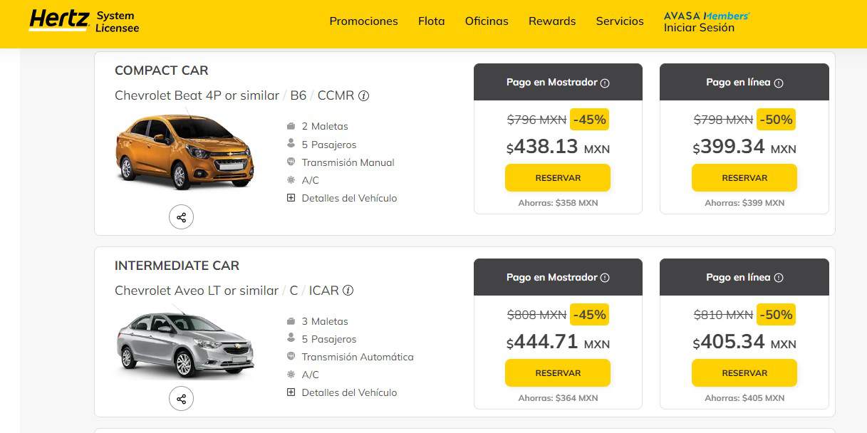 Cuánto cuesta rentar un auto en Cancún