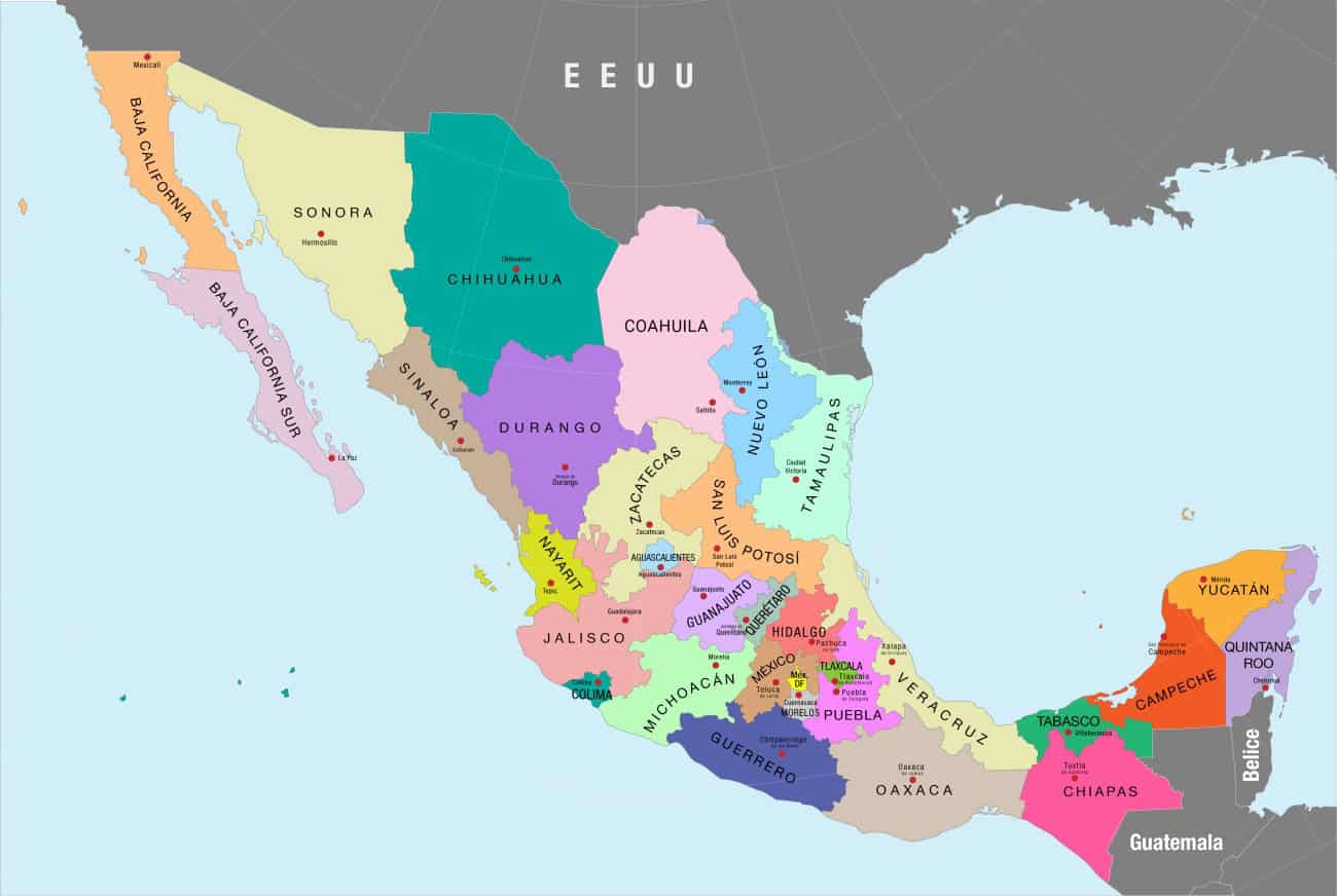 Lista de los 32 estados de México y sus capitales