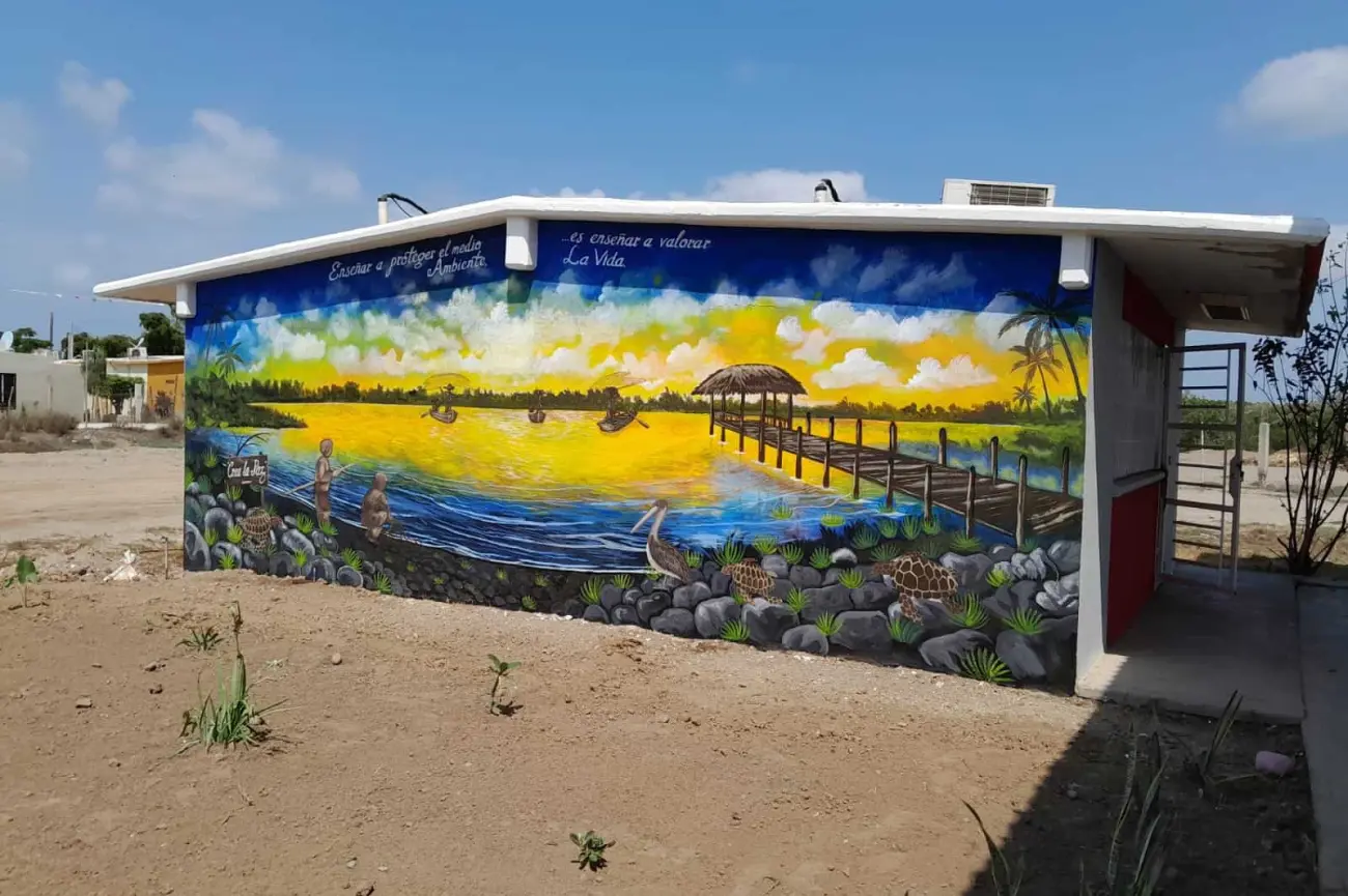 El mural de El Conchal que hicieron estudiantes de la Telesecundaria