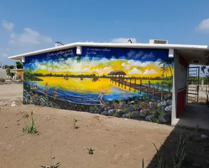 El mural de El Conchal que hicieron estudiantes de la Telesecundaria