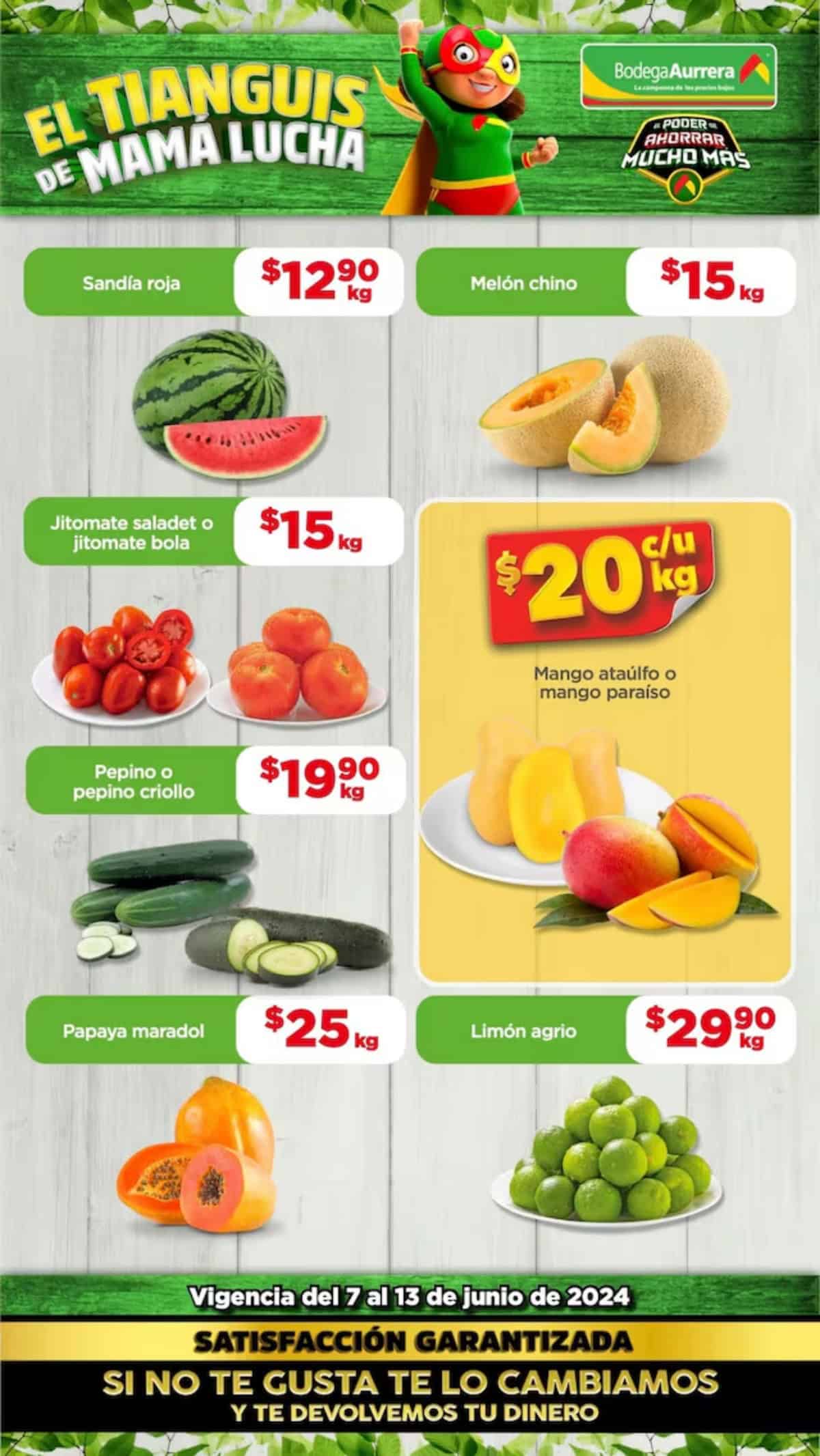 Bodega Aurrerá Tianguis de frutas y verduras: ofertas hasta el 13 de junio