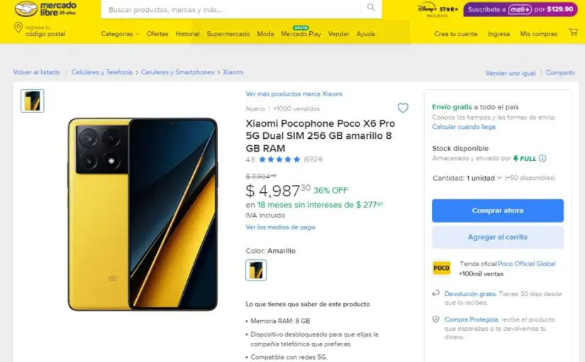 El Xiaomi POCO X6 Pro está con rebaja de casi $3 mil pesos en Mercado Libre