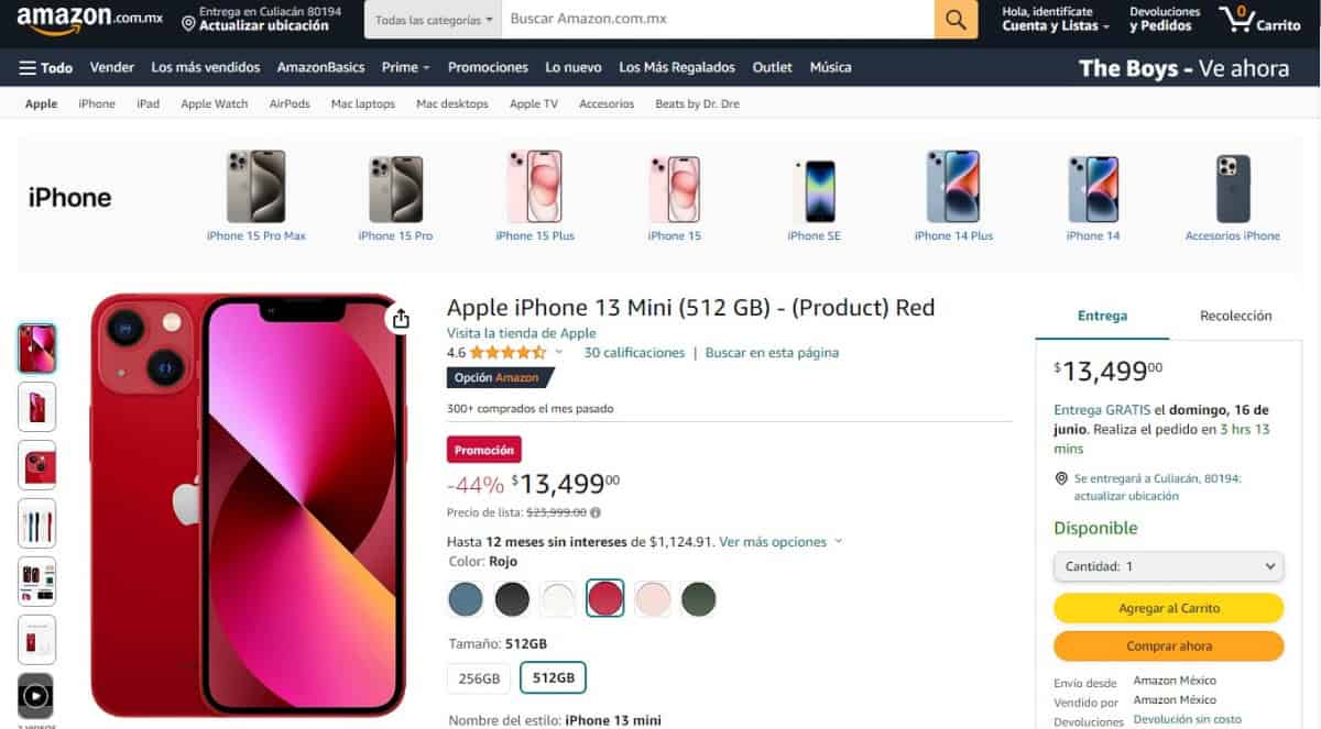 Amazon pone el iPhone 13 Mini casi a mitad de precio; características y precio