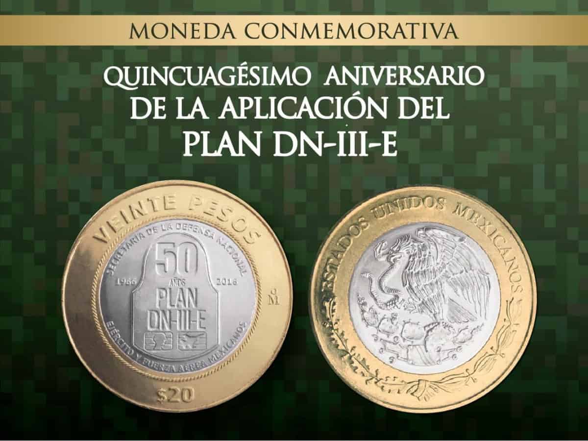 Esta moneda de 20 pesos del Plan DN-III-E se vende hasta en 60 mil pesos
