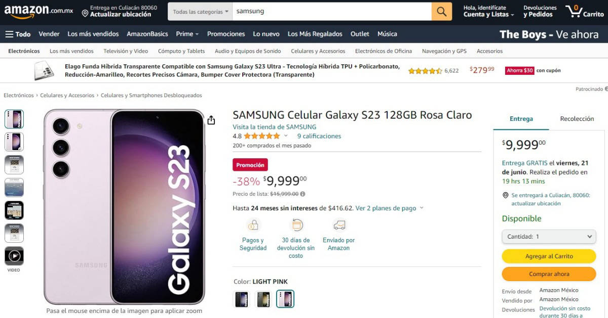 Amazon liquida el Samsung Galaxy S23 con rebaja de $6 mil pesos