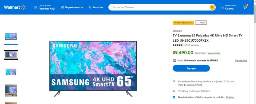 Pantalla Samsung en oferta en Walmart