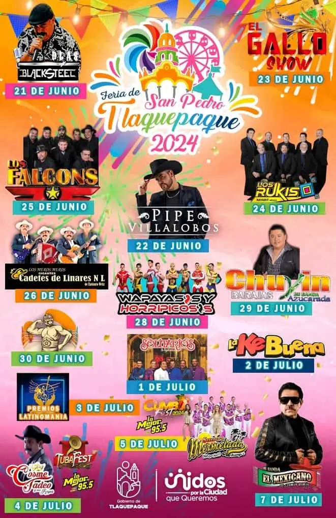 Cartelera de la Feria de San Pedro de Tlaquepaque 2024, en Jalisco