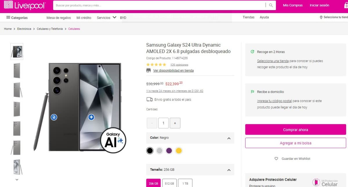 El Samsung Galaxy S24 Ultra con rebaja imperdible en Gran Barata de Liverpool