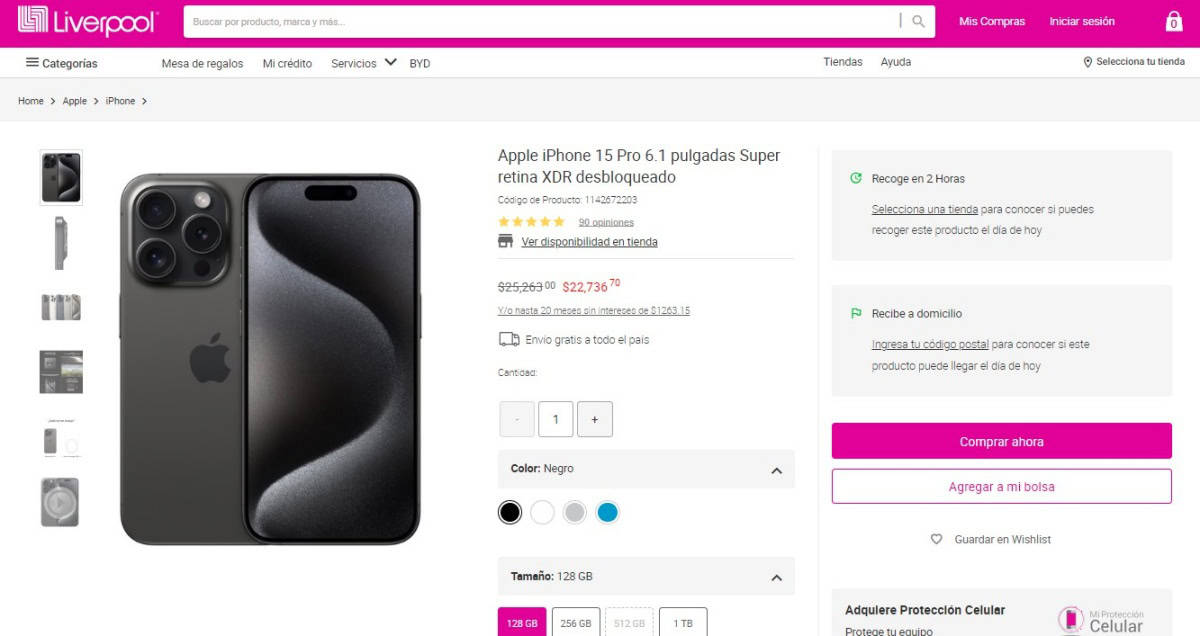 Gran Barata Liverpool: el iPhone 15 Pro tiene rebaja de $2 mil 500 peso