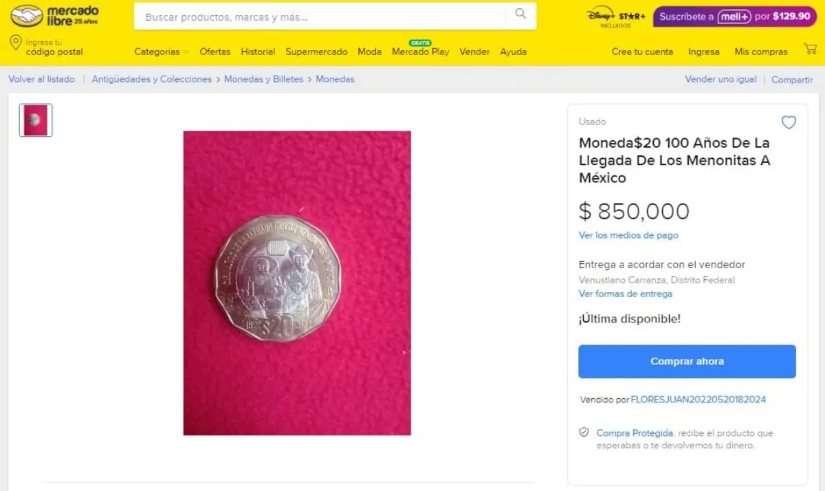 Moneda conmemorativa de los Menonitas se vende en 850 mil pesos