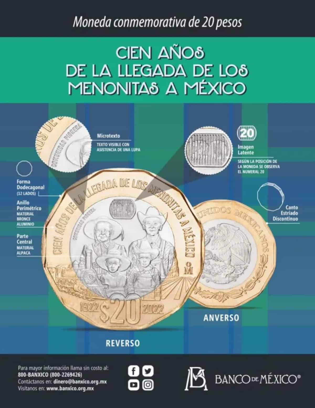 Moneda conmemorativa de los Menonitas se vende en 850 mil pesos