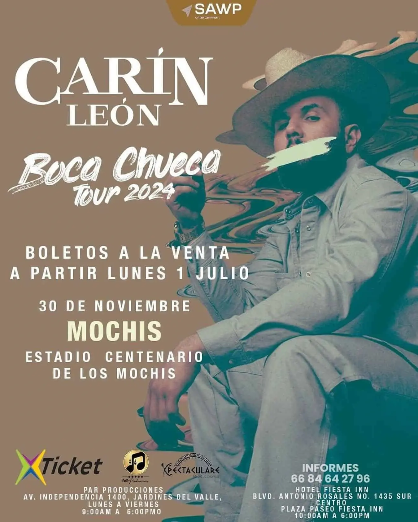 Carín León en concierto el 30 de noviembre en Los Mochis