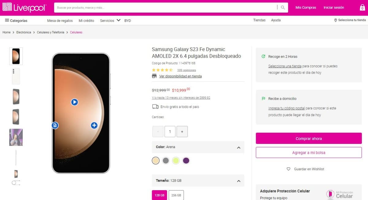 El Samsung Galaxy S23 FE está con rebaja de 2 mil pesos en Gran Barata de Liverpool