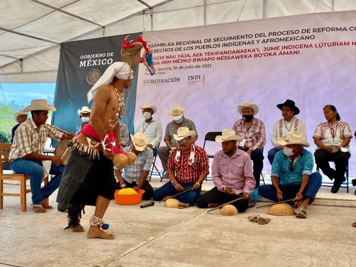 Representación del pueblo Yaqui en evento nacional. Foto Gobierno de México