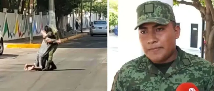 Soldado héroe salva a un hombre de un ataque de abejas en Acapulco