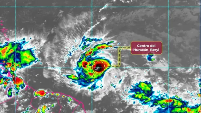 Conoce la trayectoria del huracán Beryl en el Atlántico. Imagen. Conagua