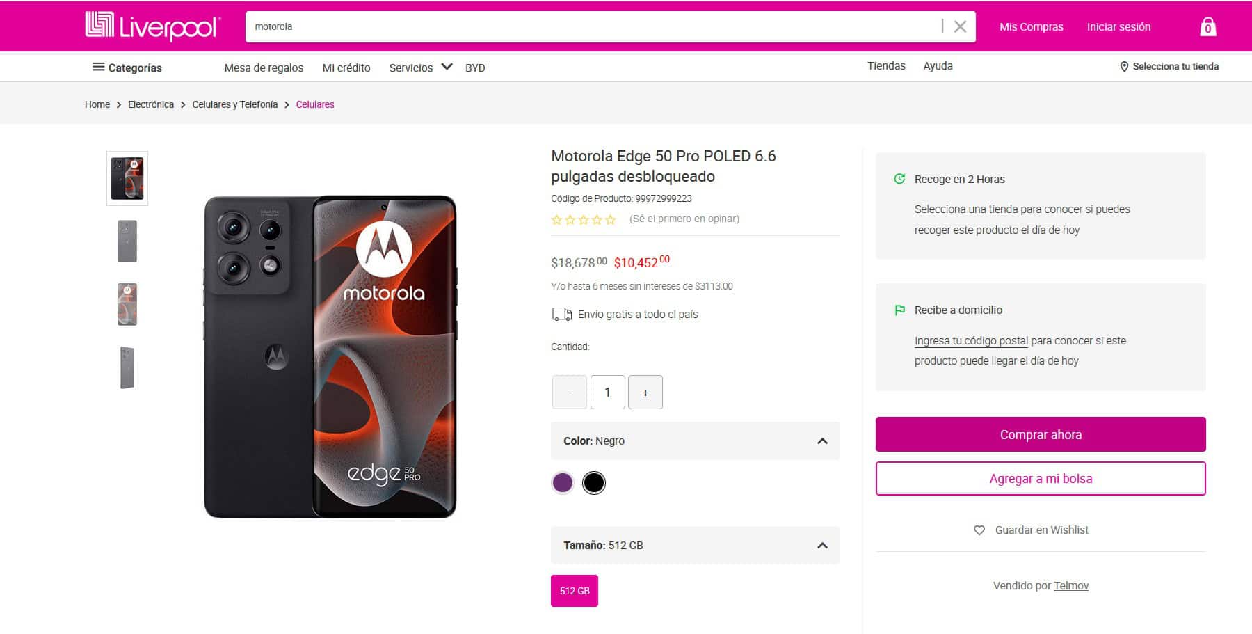 El Motorola Edge 50 Pro y su precio de oferta en Liverpool