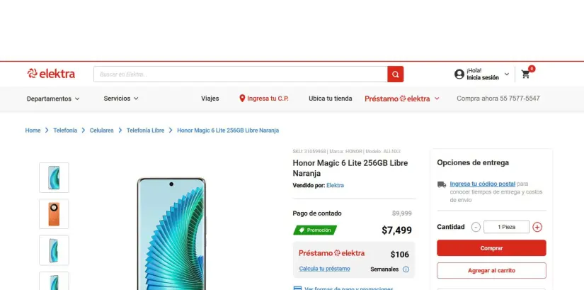 Honor Magic 6 Lite con rebaja en Elektra