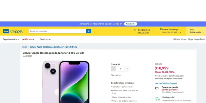 iphone 14 en oferta en Coppel. Foto: Cortesía