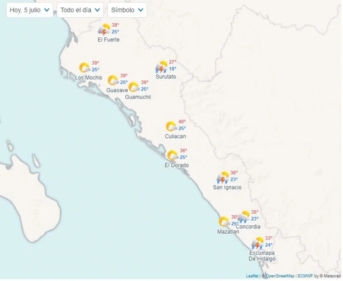 Pronóstico del clima en Sinaloa hoy 5 de julio de 2024