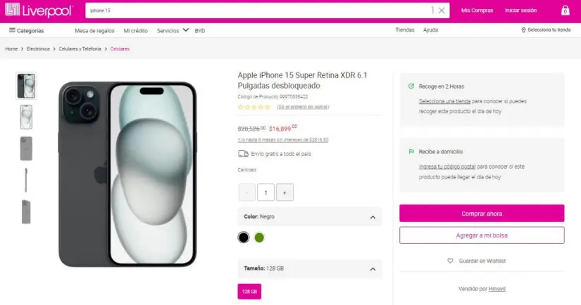 Gran Barata de Liverpool: el iPhone 15 tiene rebaja de 3 mil 600 pesos