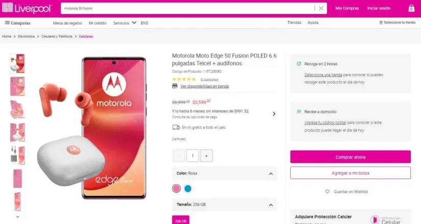 Motorola Edge 50 Fusion con audífonos está con rebaja en Gran Barata de Liverpool