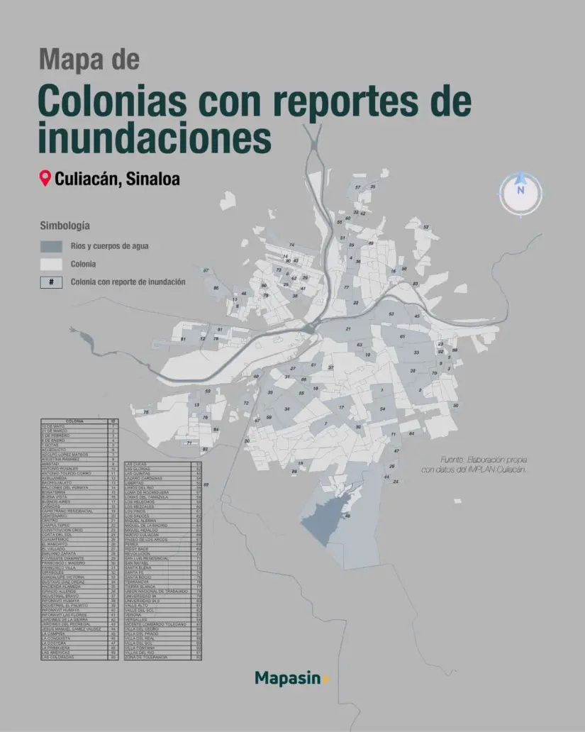 mapa de inundaciones Culiacán