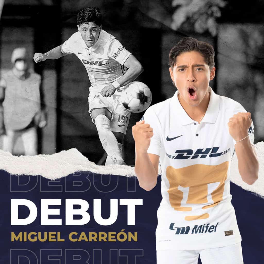 Miguel Carreón hizo su debut en 2022 | Imagen: @PumasMX