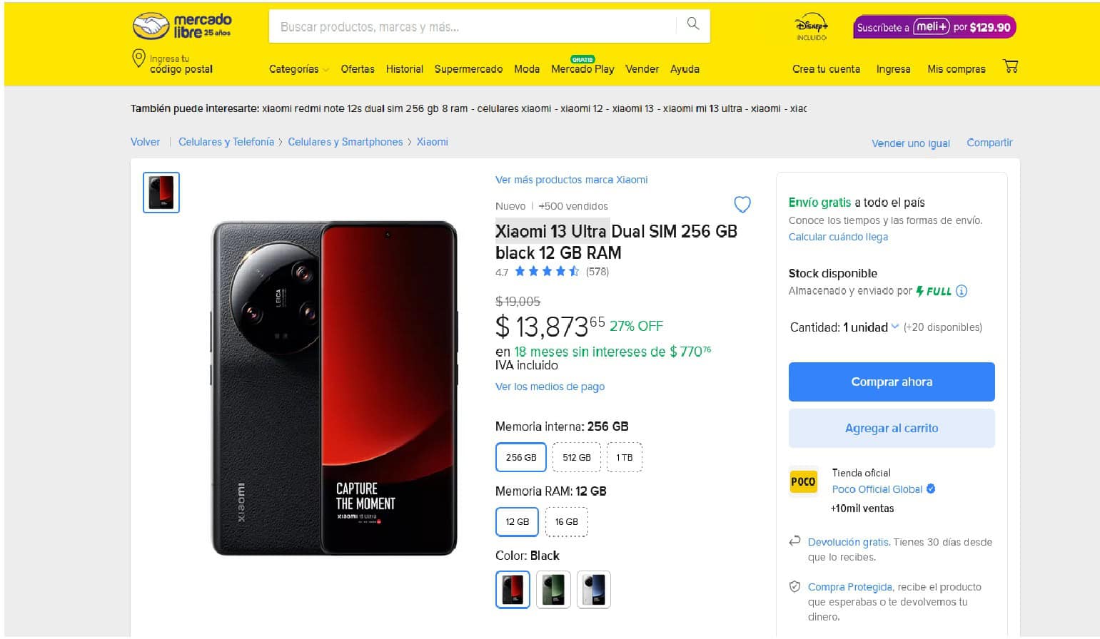 Xiaomi 13 Ultra en oferta en Mercado Libre 