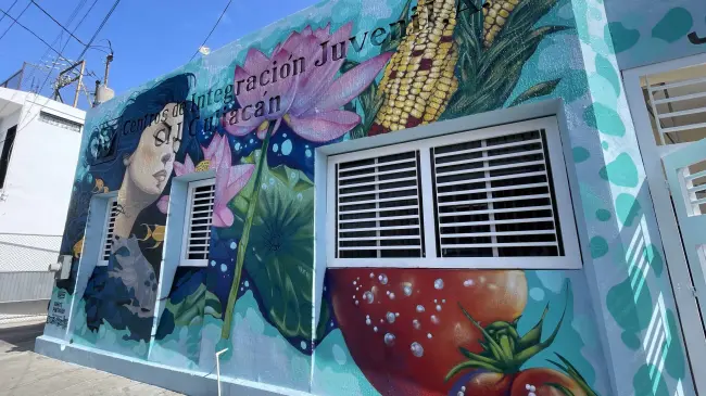 La fachada del Centro de Integración Juvenil luce con un hermoso mural elaborado por pacientes, familiares, colabadores y el artista urbano Dos de Buche. Foto: Lino Ceballos.