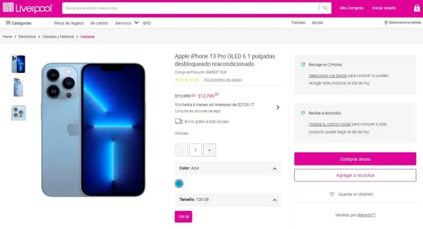 El iPhone 13 Pro reacondicionado tiene rebaja de 3,200 pesos en Gran Barata de Liverpool