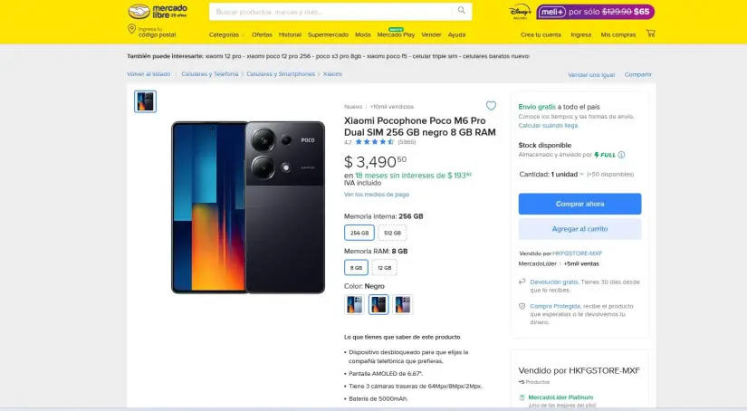 Smartphone Xiaomi Poco M6 Pro con precio accesible.