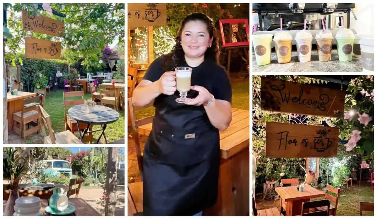 Con la mejor actitud Malena siempre está dispuesta a servir un café en Flor es Ser. Un lugar mágico en La Palma, Navolato.