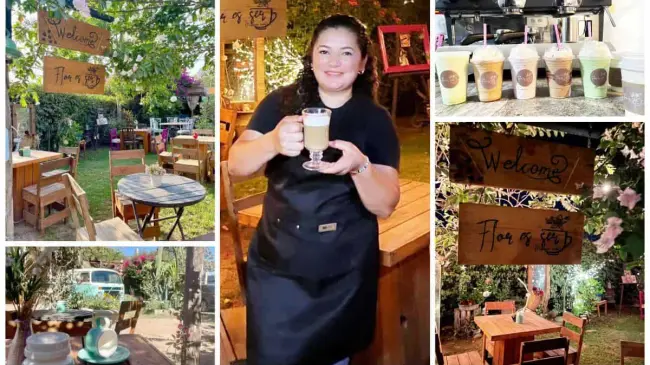 Con la mejor actitud Malena siempre está dispuesta a servir un café en Flor es Ser. Un lugar mágico en La Palma, Navolato.