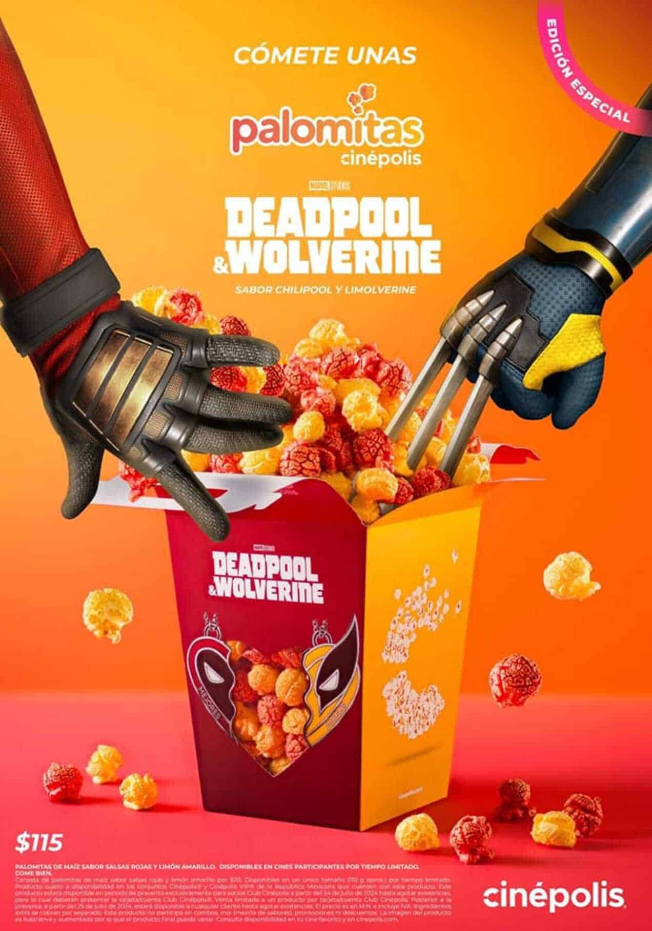 Las palomitas de Deadpool y Wolverine de Cinépolis. Foto: Coleccionables de Cine y Más